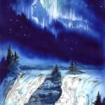 This illustration was featured on the spring water bottles of Kakabeka Crystal, which portrayed the Legend of Kakabeka Falls. This was a tragic aboriginal story about a native princess who leapt to her death in the falls after a failed love affair.