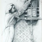 This illustration of the drawing room was another part of the Bradley House series of drawings.