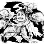 black and white magazine illustration
-ink