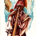 This was a self promotion illustration in watercolour, gouache and acrylic inks. It was done using both fluid ink and drybrush techniques and was an interpretation of a National Geographic photo of an Incan Taquili Islander.