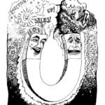 black and white magazine illustration – ink