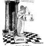 Black and white magazine illustration - pen and ink plus collage